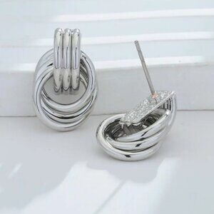 925 Sterling Silver Plated Knot Stud Earrings